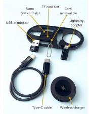 HKUST 7 in 1 Multifunctional Charging Set with PU Leather Sleeve